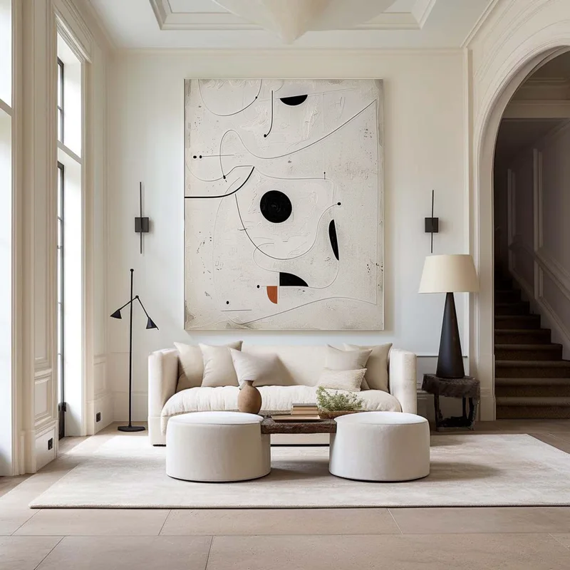 Modern Minimalist Black and White 3D Textured Art - Framed Design