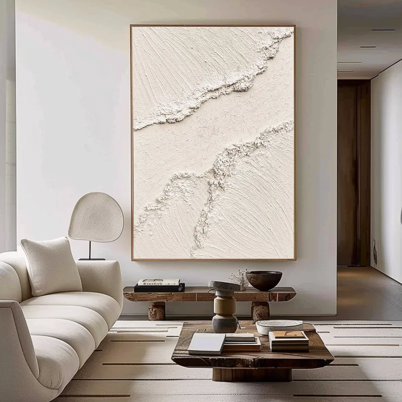 Black and White 3D Textured Art - Large Framed Minimalist Modern Painting