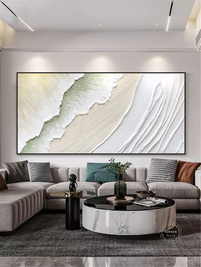Large Modern Abstract Canvas Painting 3D Texture Framed Minimalist Art