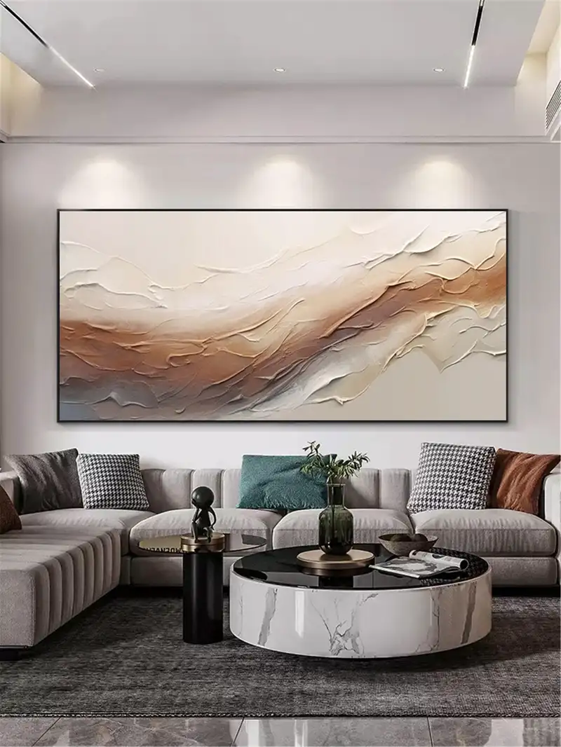 Modern Abstract Art Framed Canvas Painting Large 3D Texture for Sale