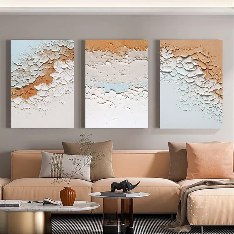 Wabi-Sabi Abstract Brown Canvas Art for Large Wall Decor Modern Style