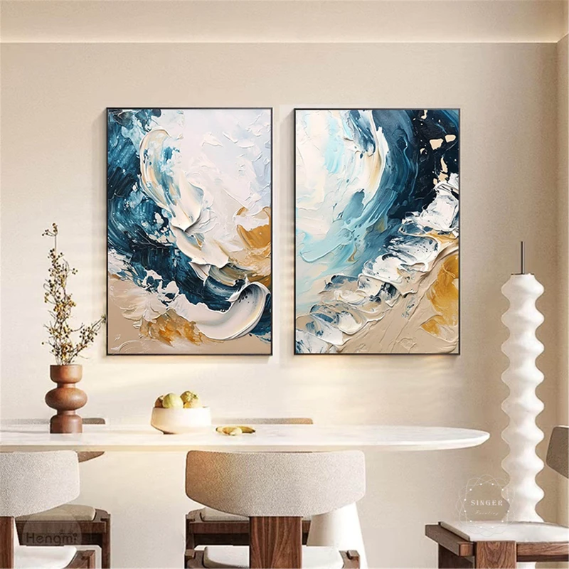 Framed Modern Abstract Texture Art for Living Room Acrylic Wall Painting