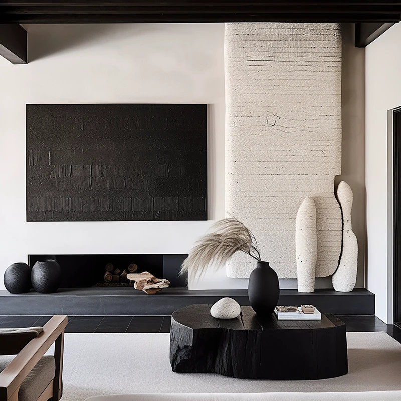 Black and White 3D Texture Art - Framed Large Modern Minimalist Painting