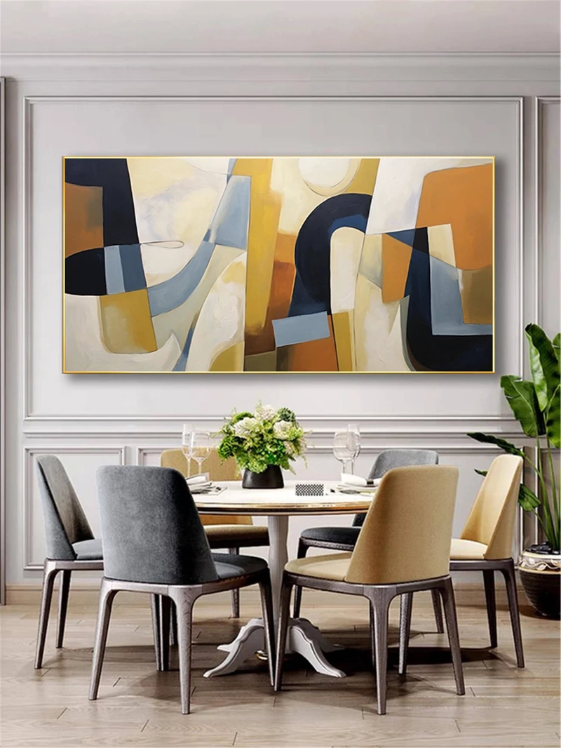 Large Framed Brown Abstract Painting for Wabi-Sabi Modern Wall Art