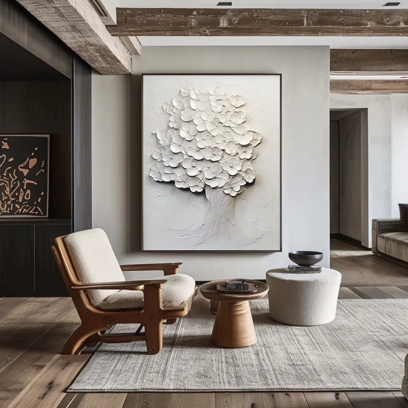 Large Modern Black and White 3D Textured Art for Sale