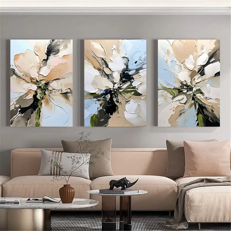 Framed Abstract Acrylic Texture Art for Large Modern Wall Decor