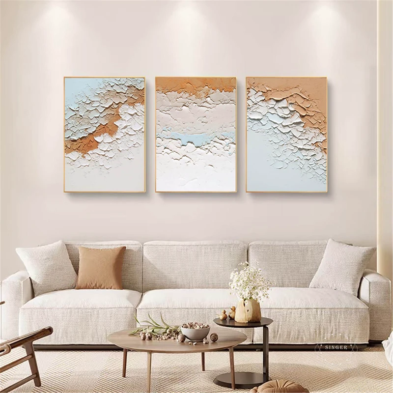 Wabi-Sabi Abstract Brown Canvas Art for Large Wall Decor Modern Style