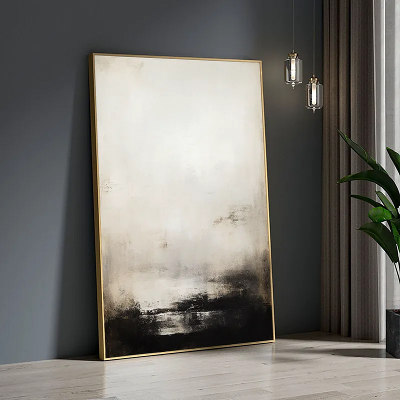 Large Framed Black and White 3D Textured Art - Minimalist Modern Design