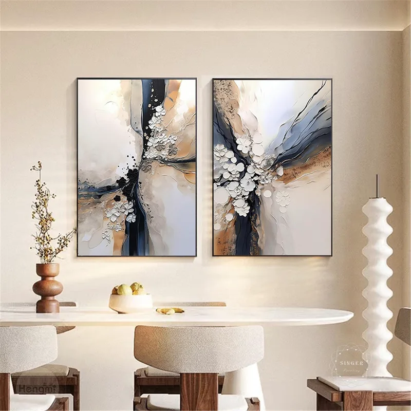 Framed Abstract Acrylic Texture Art for Large Living Room Wall Decor