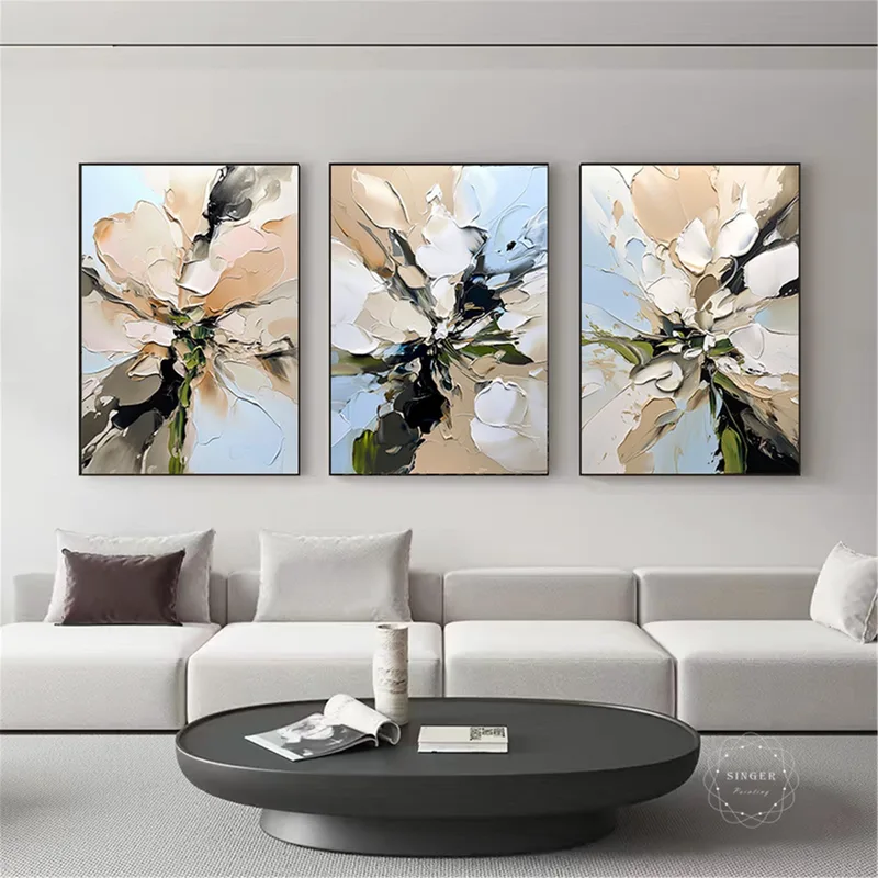 Framed Abstract Acrylic Texture Art for Large Modern Wall Decor