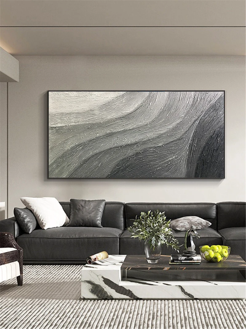 Large Abstract Texture Art Framed Canvas Painting 3D Modern Minimalist