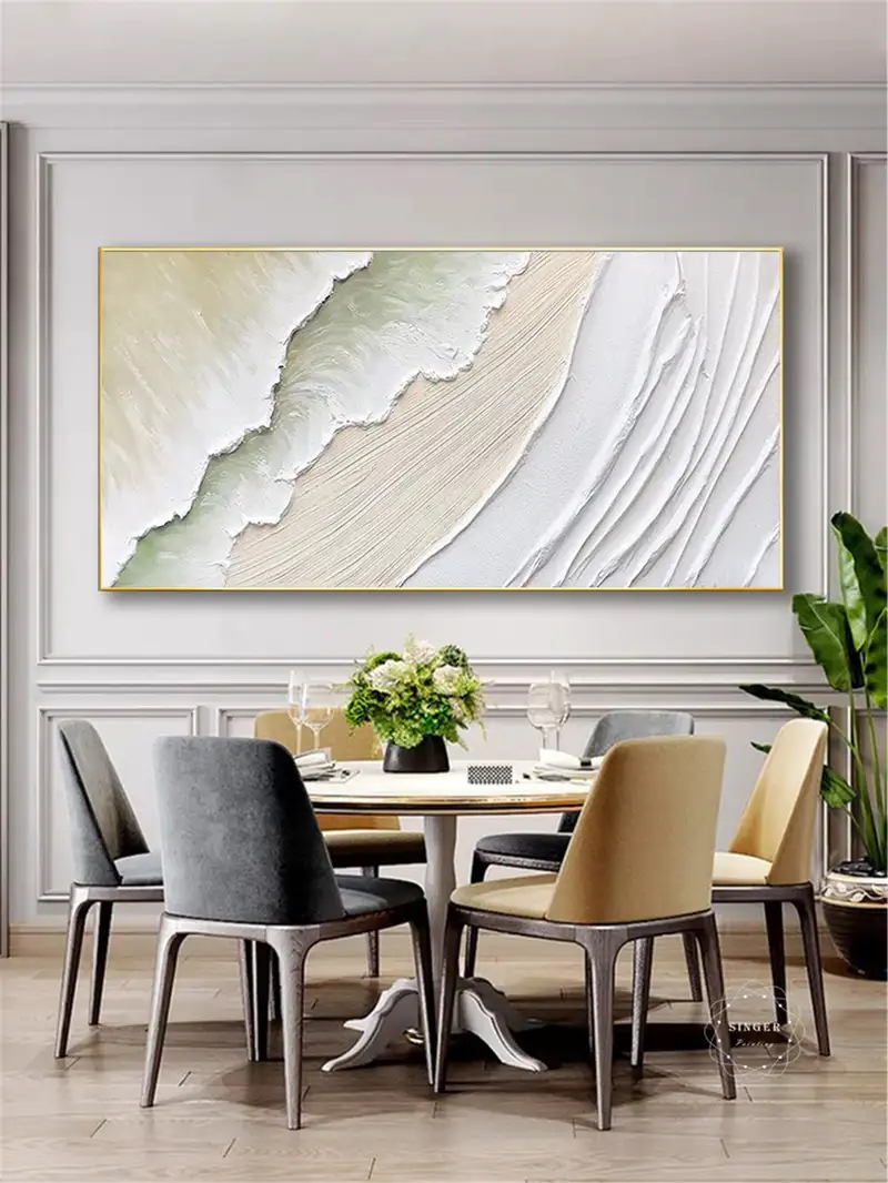 Large Modern Abstract Canvas Painting 3D Texture Framed Minimalist Art