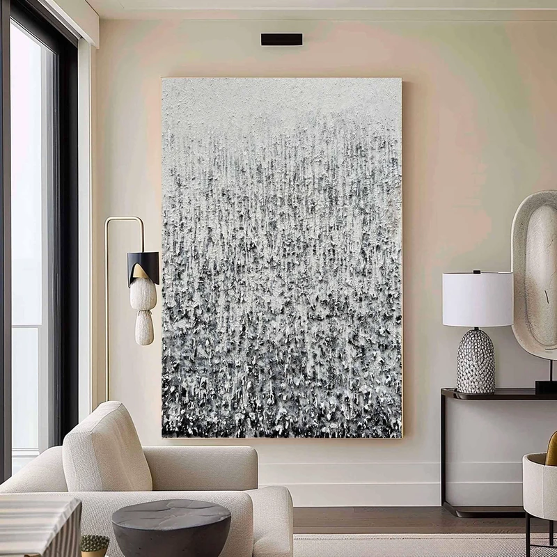 Large Black and White 3D Minimalist Abstract Art on Sale