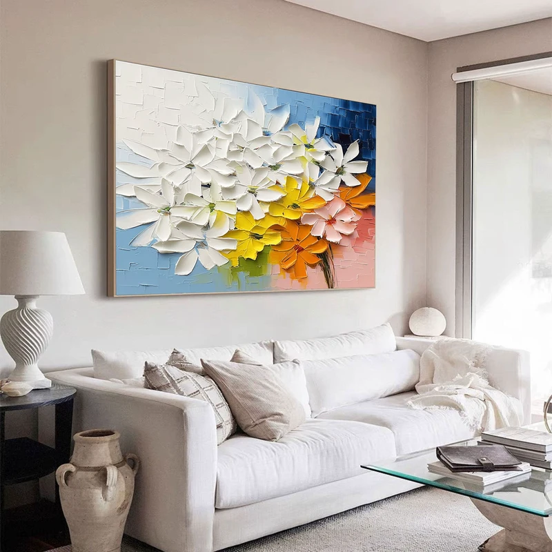 Colorful Abstract Wall Art – Large 3D Textured Modern Interior Decor