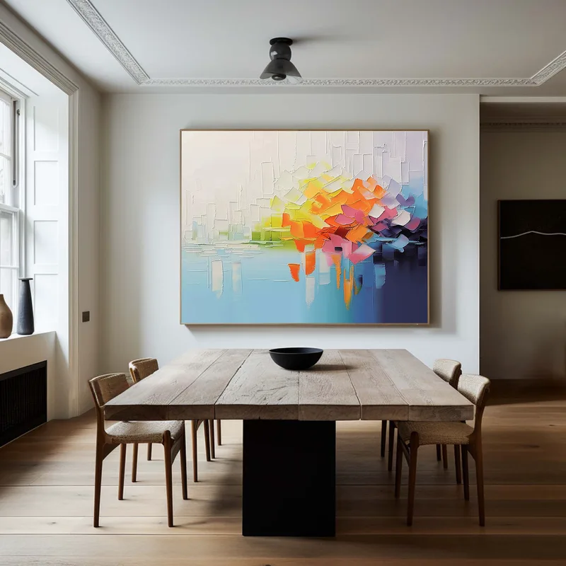 Modern Colorful Abstract Painting – Large 3D Textured Wall Art