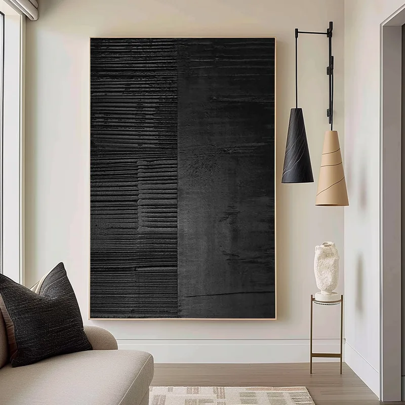 Buy Modern Black and White 3D Texture Art - Minimalist Framed Design