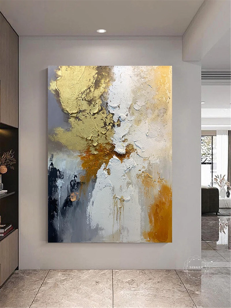 Abstract Painting on Canvas Large 3D Texture Framed Modern Artwork