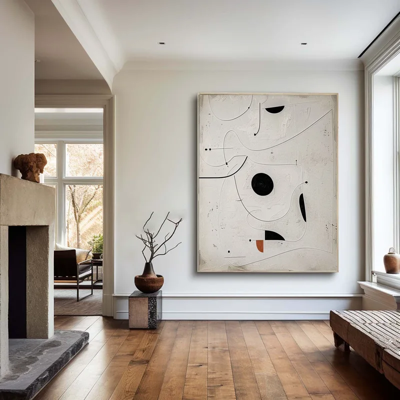 Modern Minimalist Black and White 3D Textured Art - Framed Design