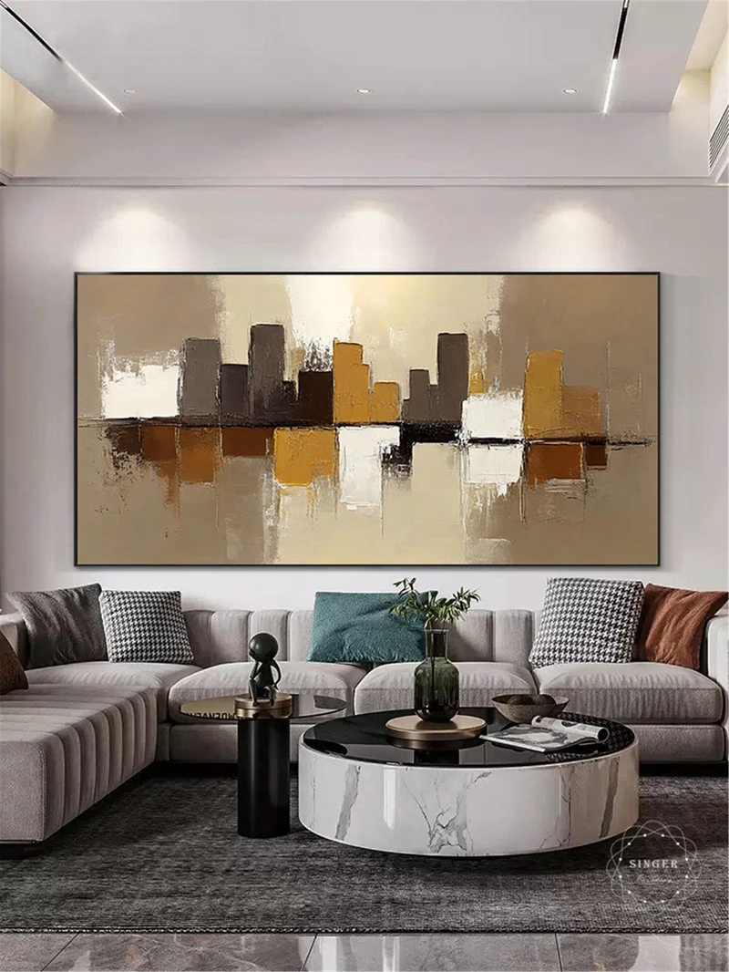 Large Abstract Painting Modern 3D Texture Framed Canvas Artwork on Sale
