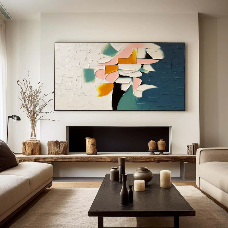 Large Colorful Modern 3D Abstract Art – Hand-Painted Wall Decor