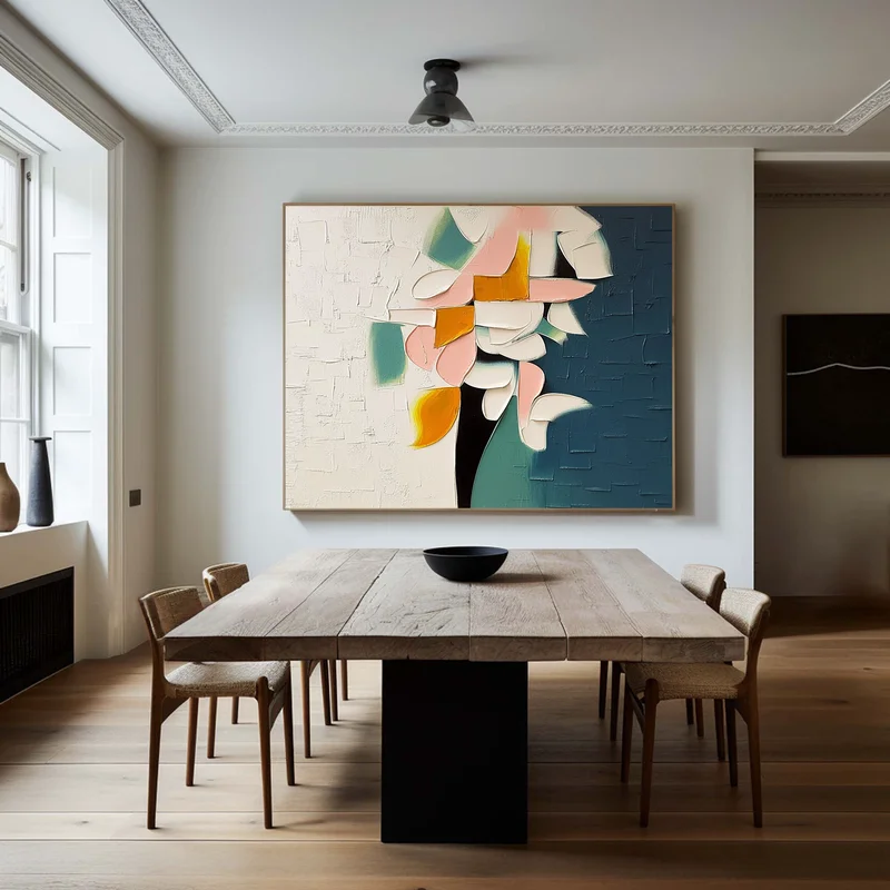 Large Colorful Modern 3D Abstract Art – Hand-Painted Wall Decor