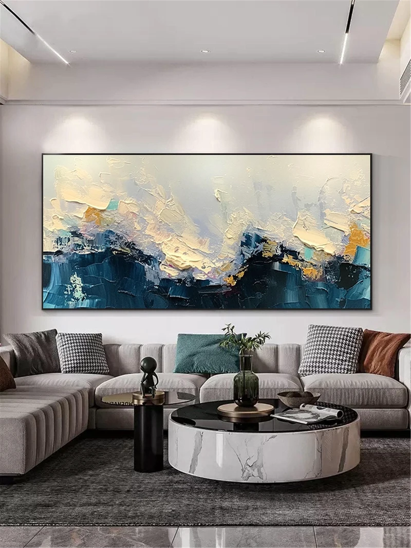 Framed Modern Abstract Texture Art for Large Living Room Wall Decor