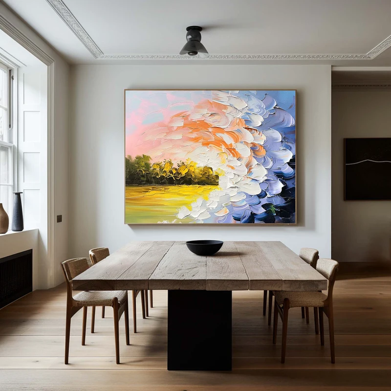 Colorful 3D Textured Floral Art – Large Wall Painting for Interiors
