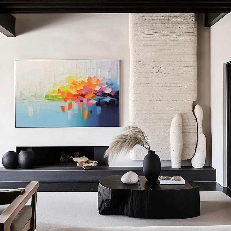 Modern Colorful Abstract Painting – Large 3D Textured Wall Art