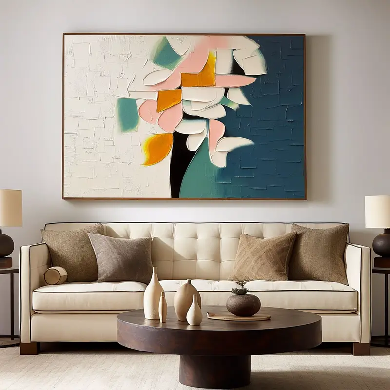 Large Colorful Modern 3D Abstract Art – Hand-Painted Wall Decor