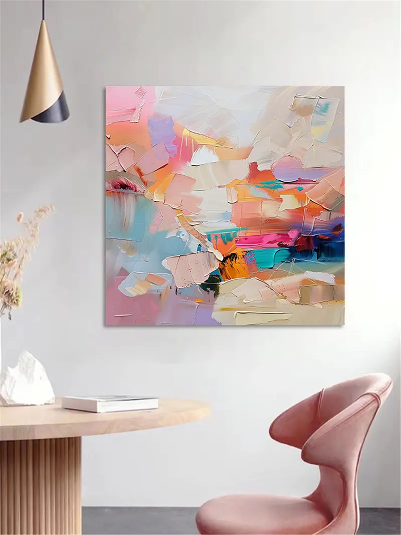 Framed Abstract Acrylic Painting for Large 3D Modern Wall Art