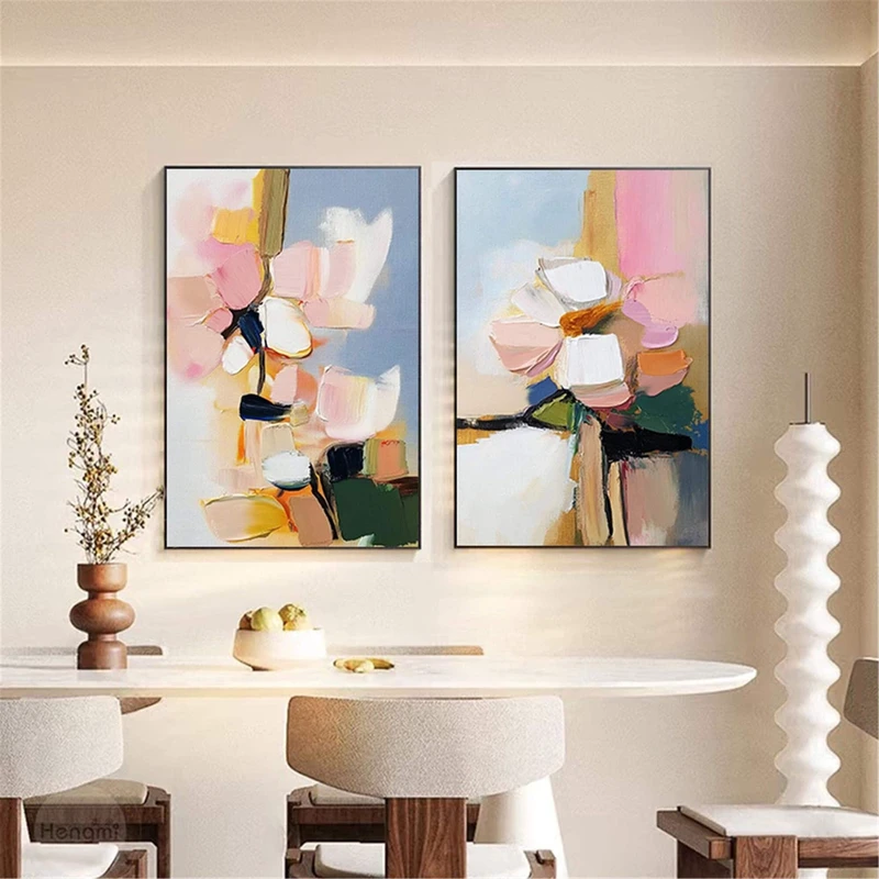 Large Modern Pink Abstract Texture Art for Living Room Wall Decor
