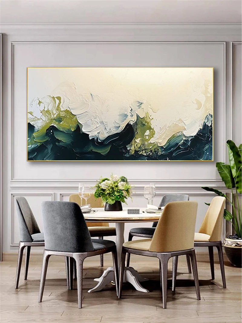 Large Blue Abstract Textured Canvas Art for Modern Wall Decor