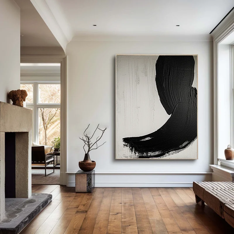 Buy Large Black and White 3D Textured Art - Minimalist Framed Design