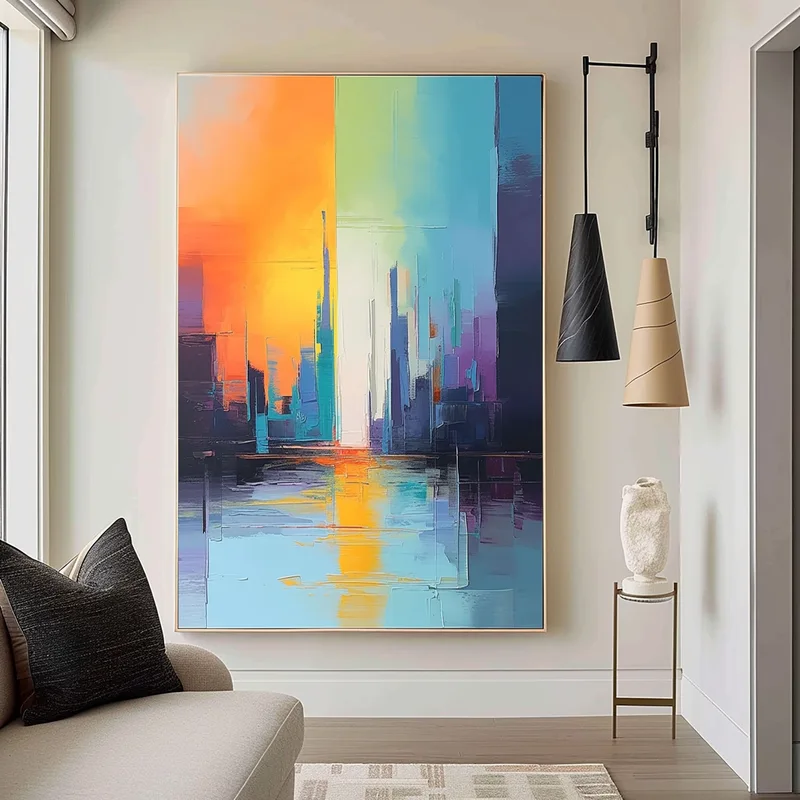 Colorful Modern Abstract Painting – Large 3D Textured Wall Art