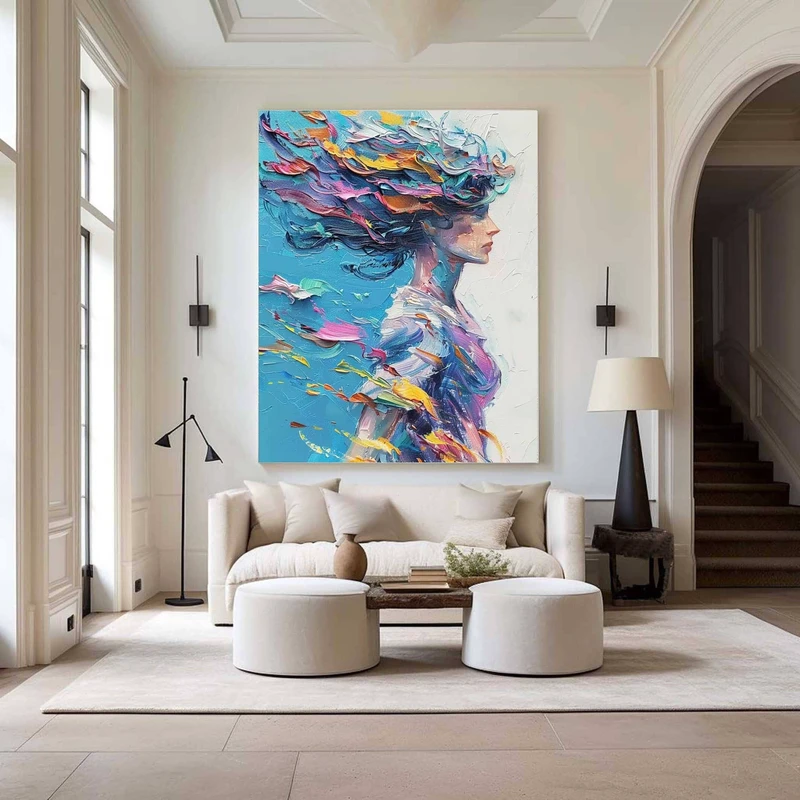 Hand-Painted Large Colorful Floral Art – 3D Wall Decoration