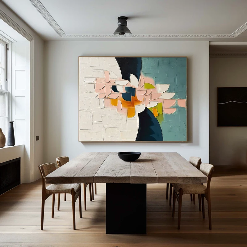 Colorful 3D Textured Sunset Painting – Modern Interior Wall Art