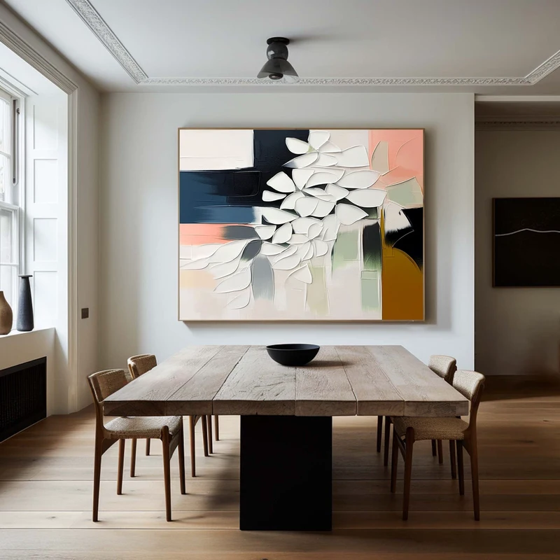 Modern Large Colorful Wall Art – 3D Textured Oil Painting