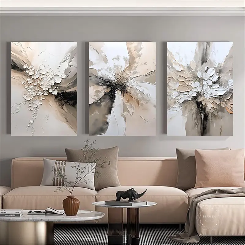 Large Textured Pink Abstract Canvas Art for Modern Living Room Decor