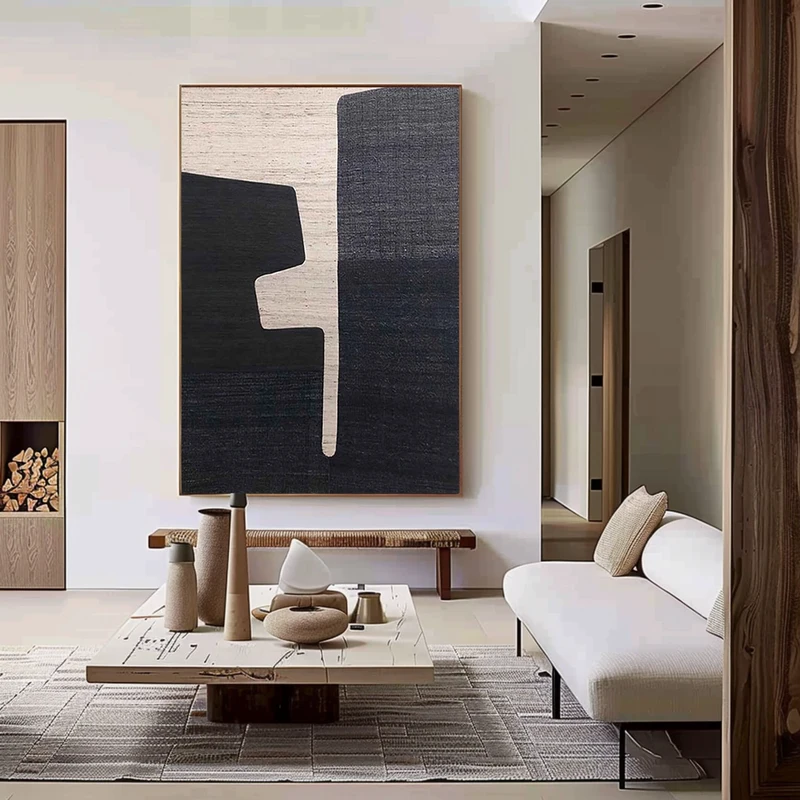 Buy Black and White 3D Textured Art - Modern Framed Minimalist Painting