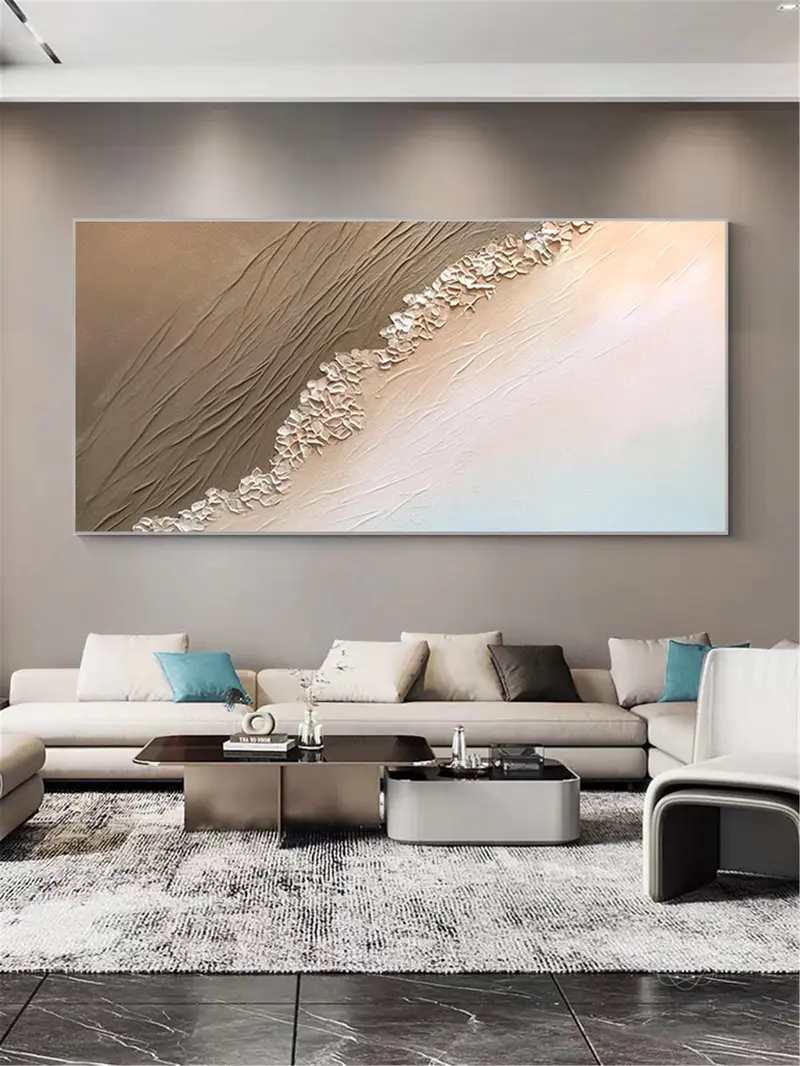 Large Brown Abstract Textured Canvas Art for Minimalist Wall Decor