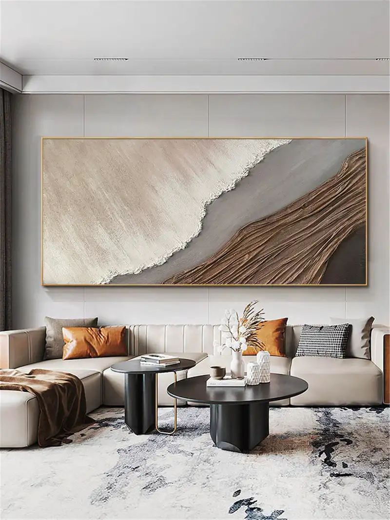 Large Minimalist Abstract Texture Art Canvas for Living Room Wall Decor