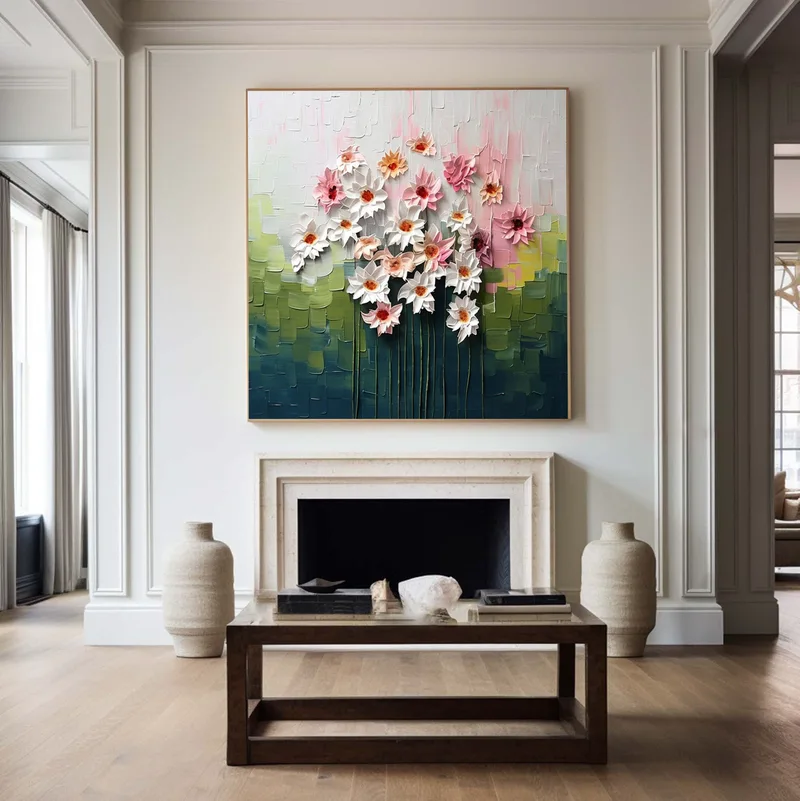 Large Colorful Abstract Oil Painting for Modern Interior Walls