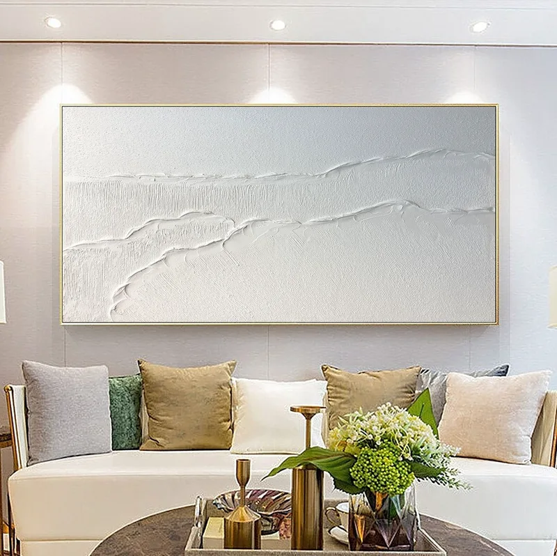 Large Black and White 3D Textured Art - Framed Minimalist Painting