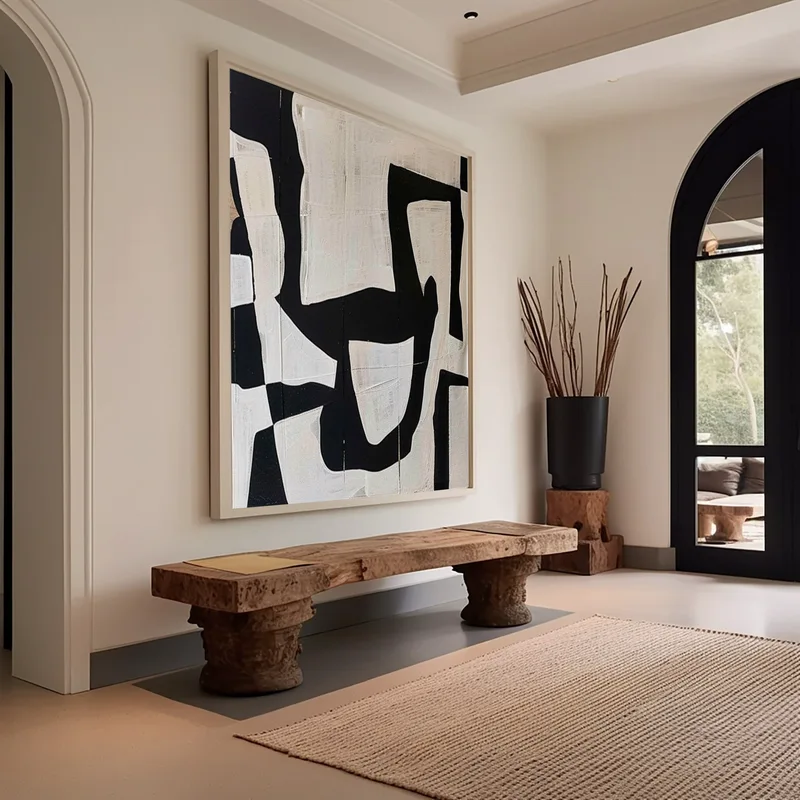 Minimalist Black and White 3D Texture Art - Framed Modern Design