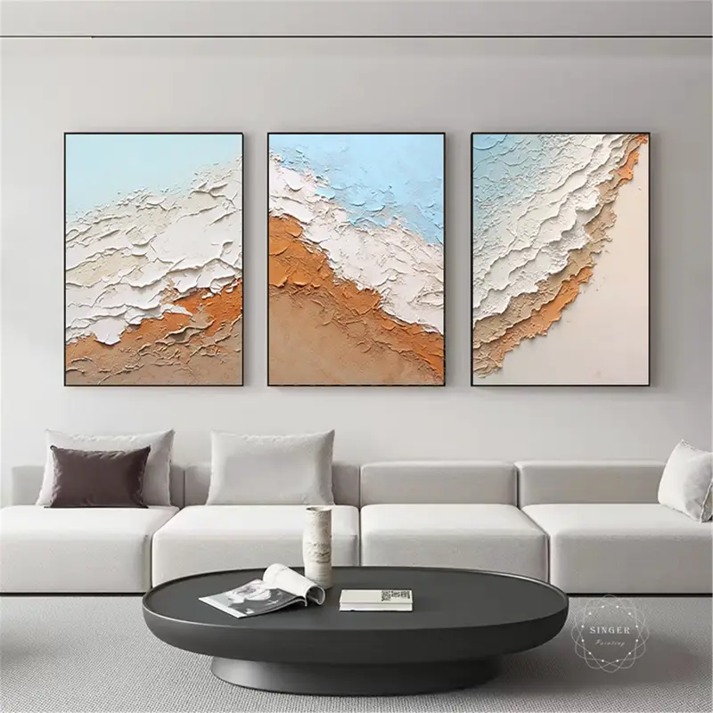 3D Abstract Acrylic Ocean Wave Painting for Minimalist Wall Art Decor