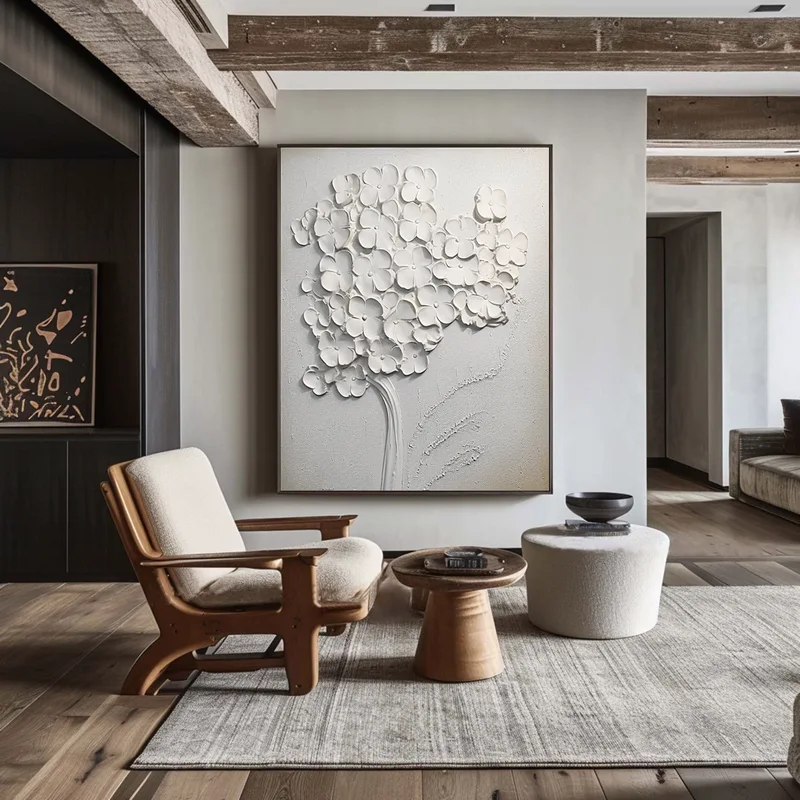 Large 3D Textured Black and White Minimalist Painting - Buy Now