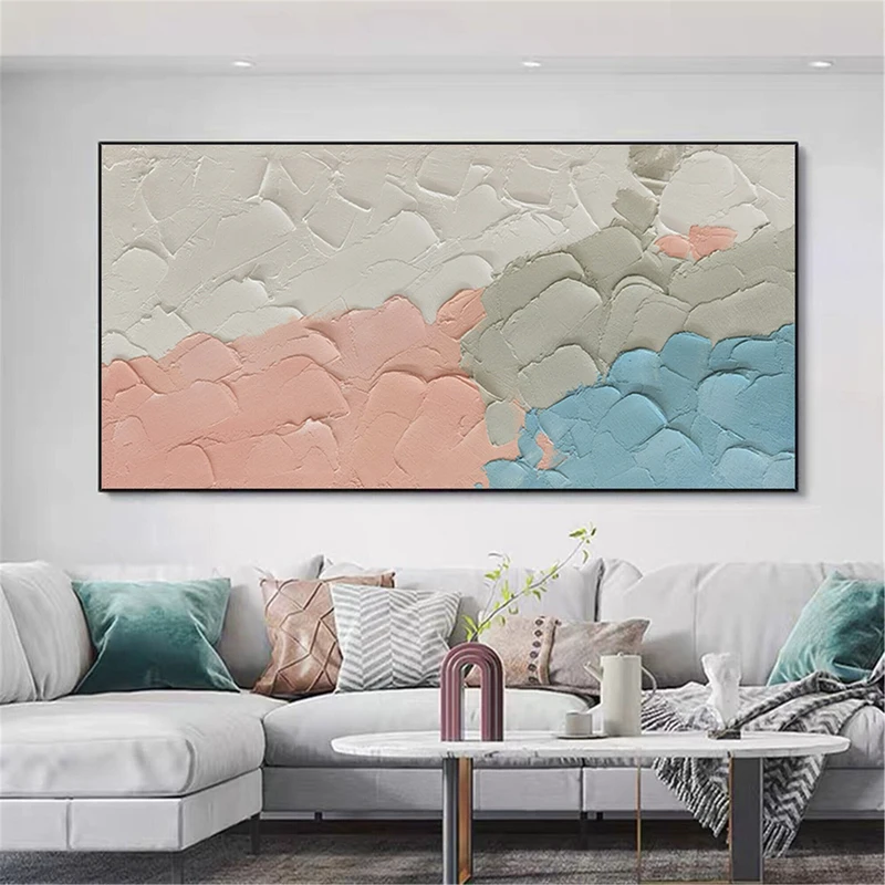 Abstract Painting Large Canvas Framed 3D Texture Modern Minimalist Art