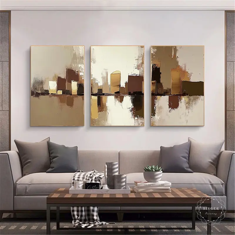 Framed 3D Abstract Painting Large Texture Canvas Modern Minimalist Art