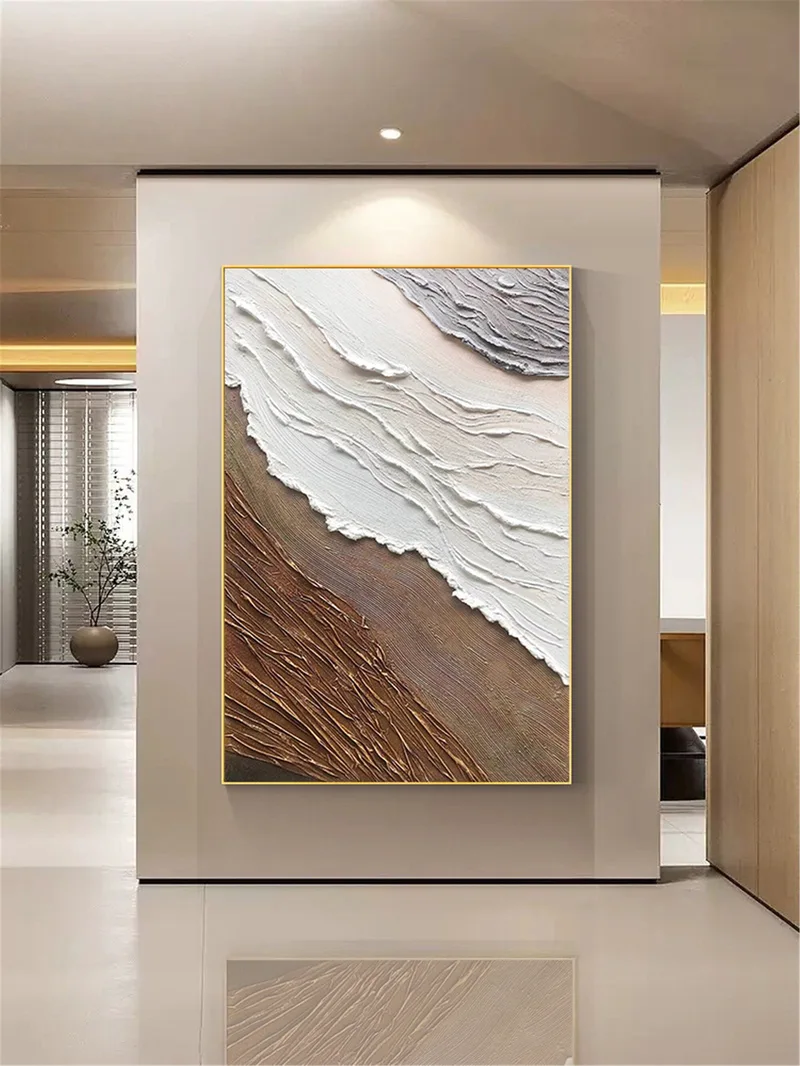 Large Abstract Texture Art Canvas Painting 3D Minimalist Framed Wall Art
