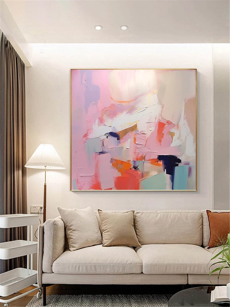 Minimalist Blue Abstract Textured Painting for Large Modern Living Room Art